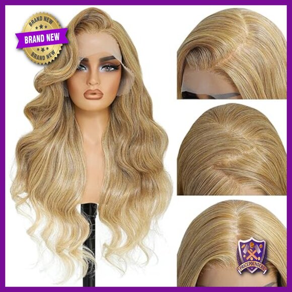13x6 HD Lace Front Synthetic Wig 28 Inch Body Wave Pre Plucked main image 4